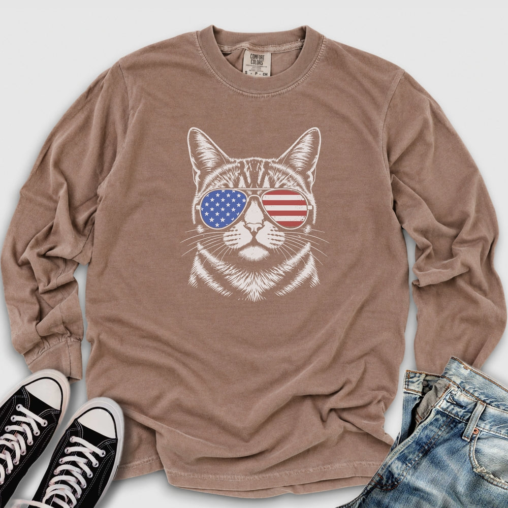 USA Aviator Cat Long Sleeve Tee
