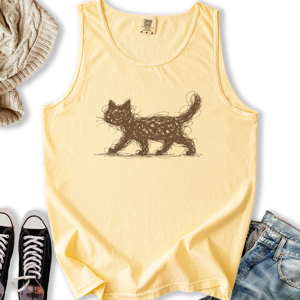Scribbled Cat Tank Top
