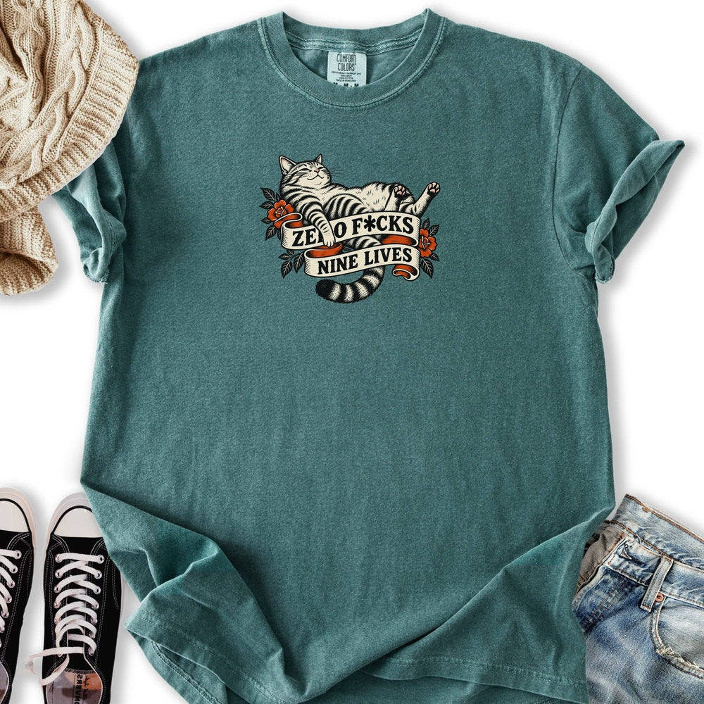 Nine Lives Cat Tattoo Relaxed Tee