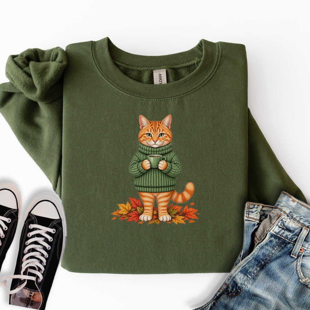 Cozy Fall Ginger Cat Sweatshirt