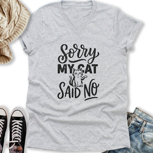 Cat Said No V-Neck Tee