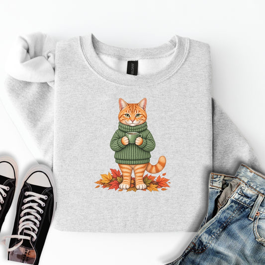 Cozy Fall Ginger Cat Sweatshirt