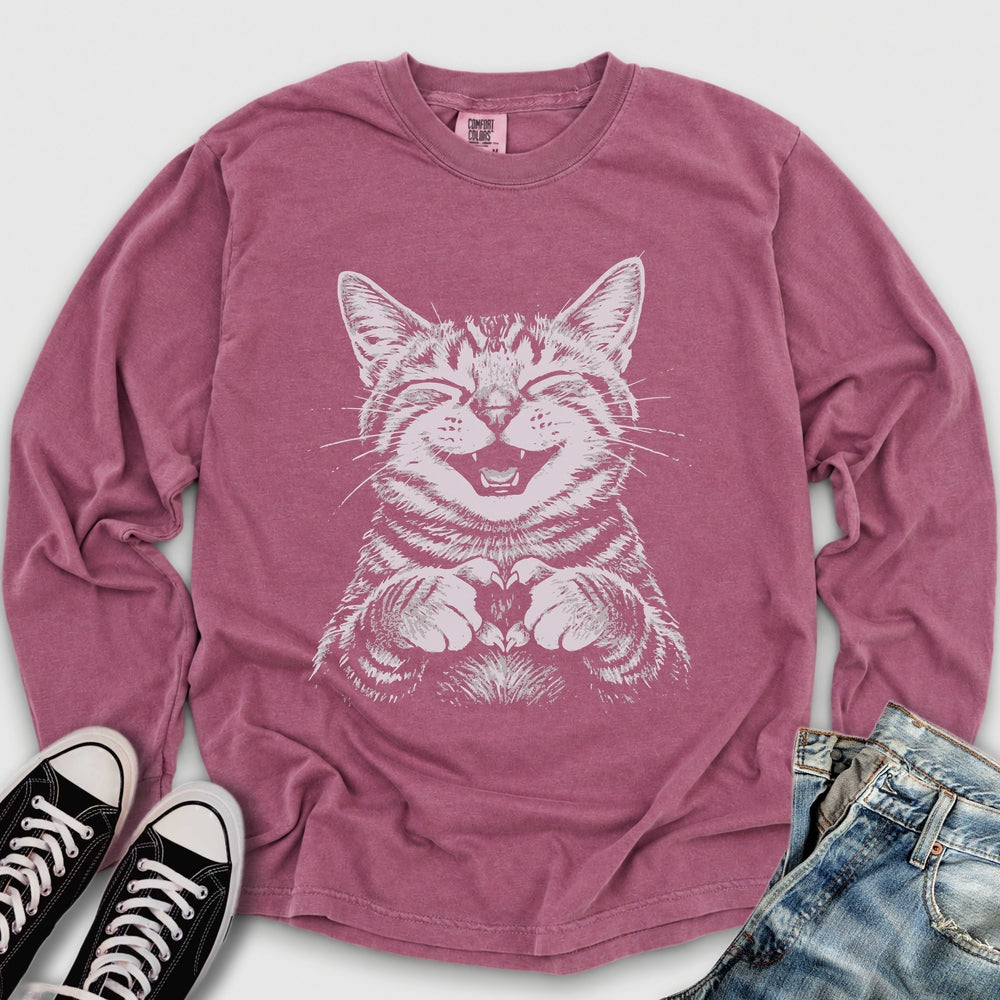 Cat Love Heart Long Sleeve Tee