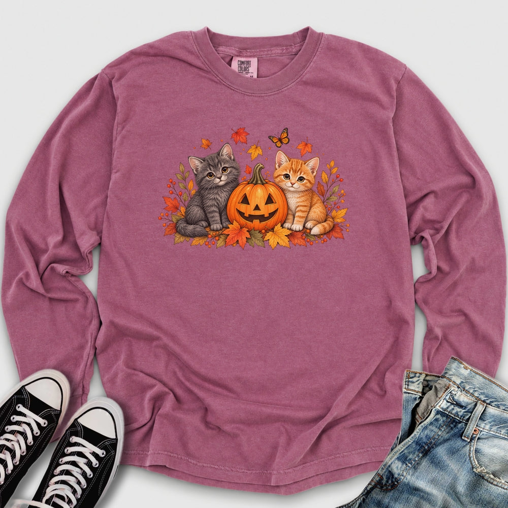 Cute Pumpkin Kittens Long Sleeve Tee
