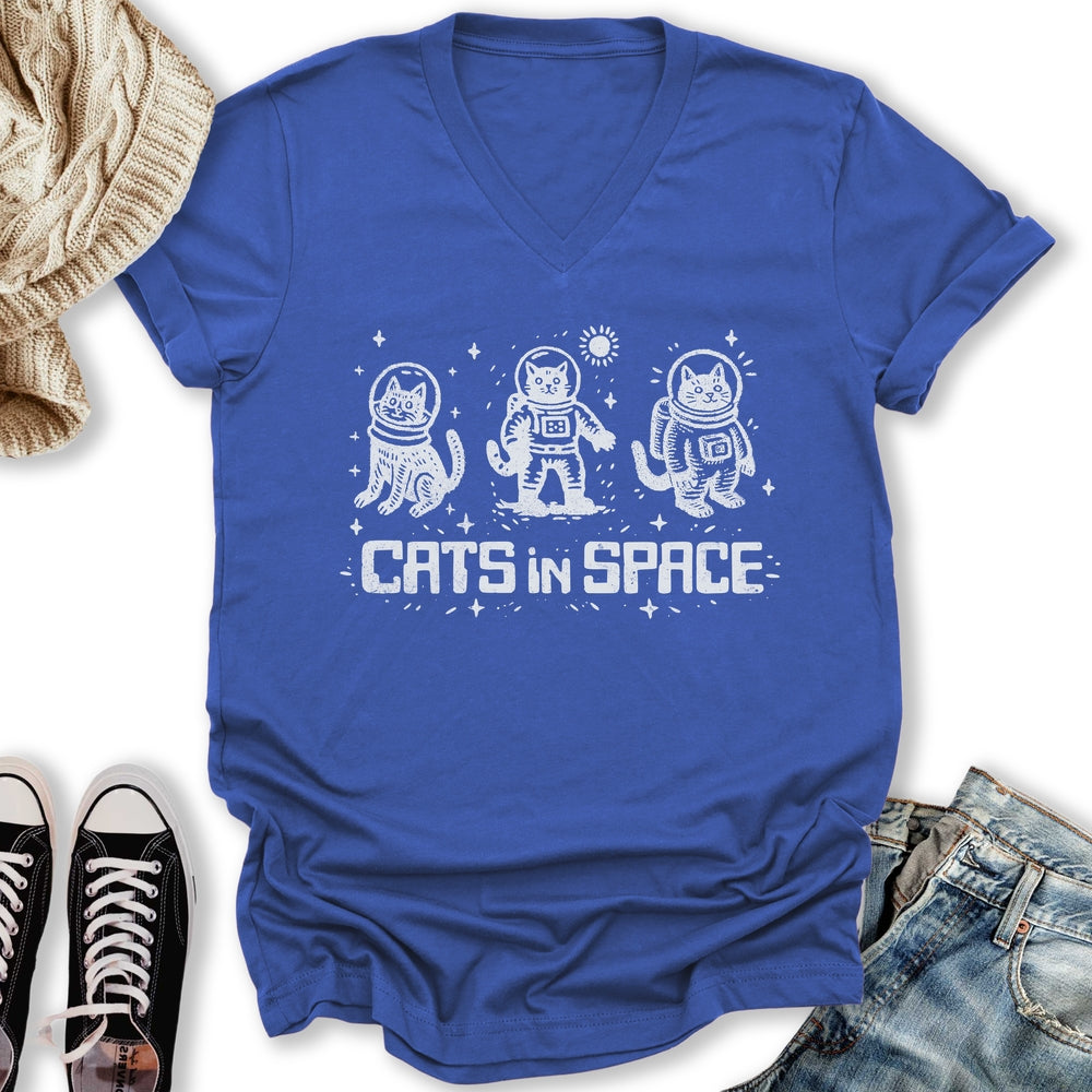 Cats In Space V-Neck Tee