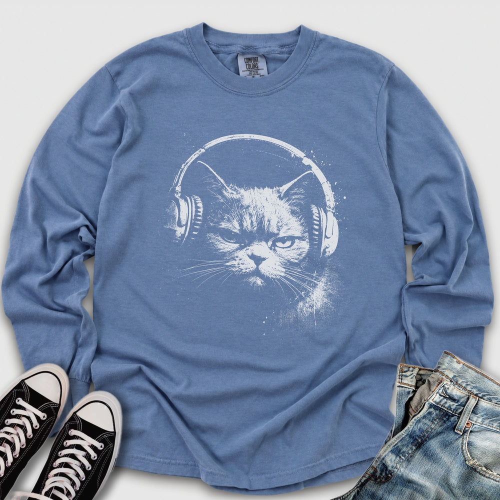 Headphones Cat Long Sleeve Tee
