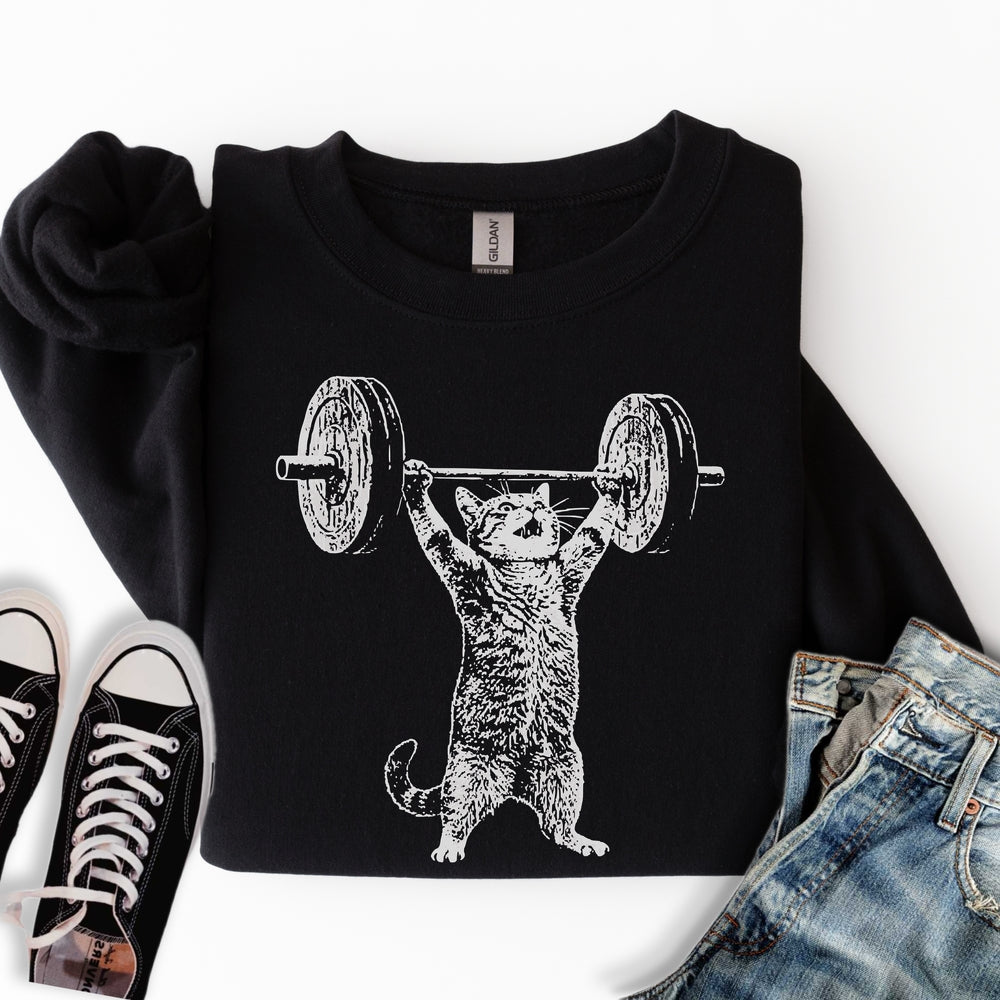 Weight Lifter Cat Sweatshirt
