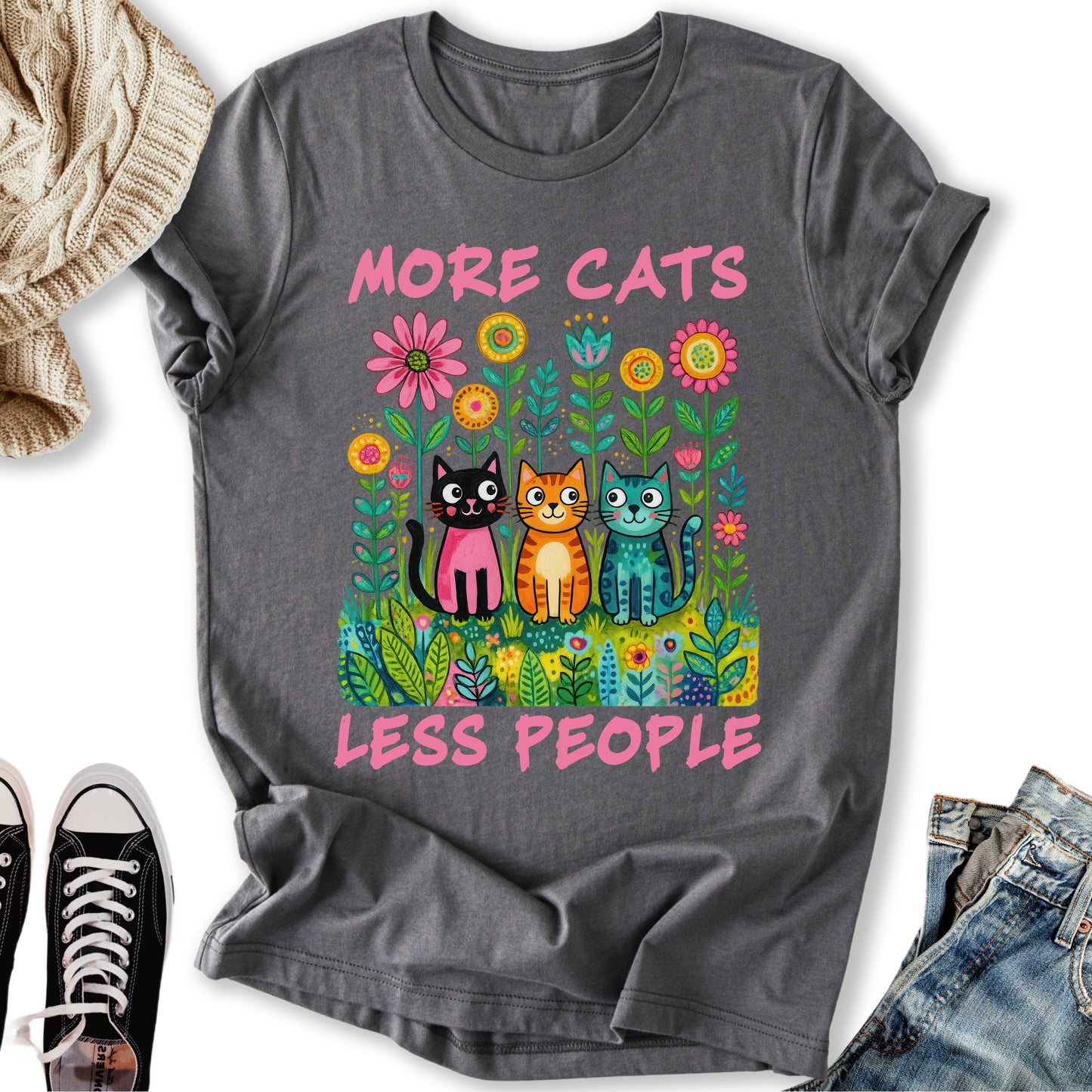 More Cats Folk Art T-Shirt
