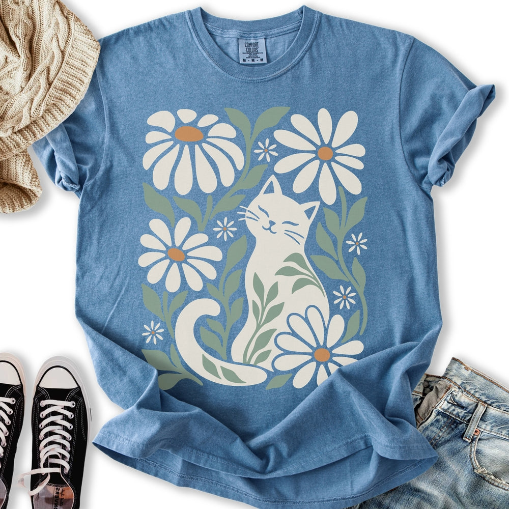 Retro Floral Cat Relaxed Tee