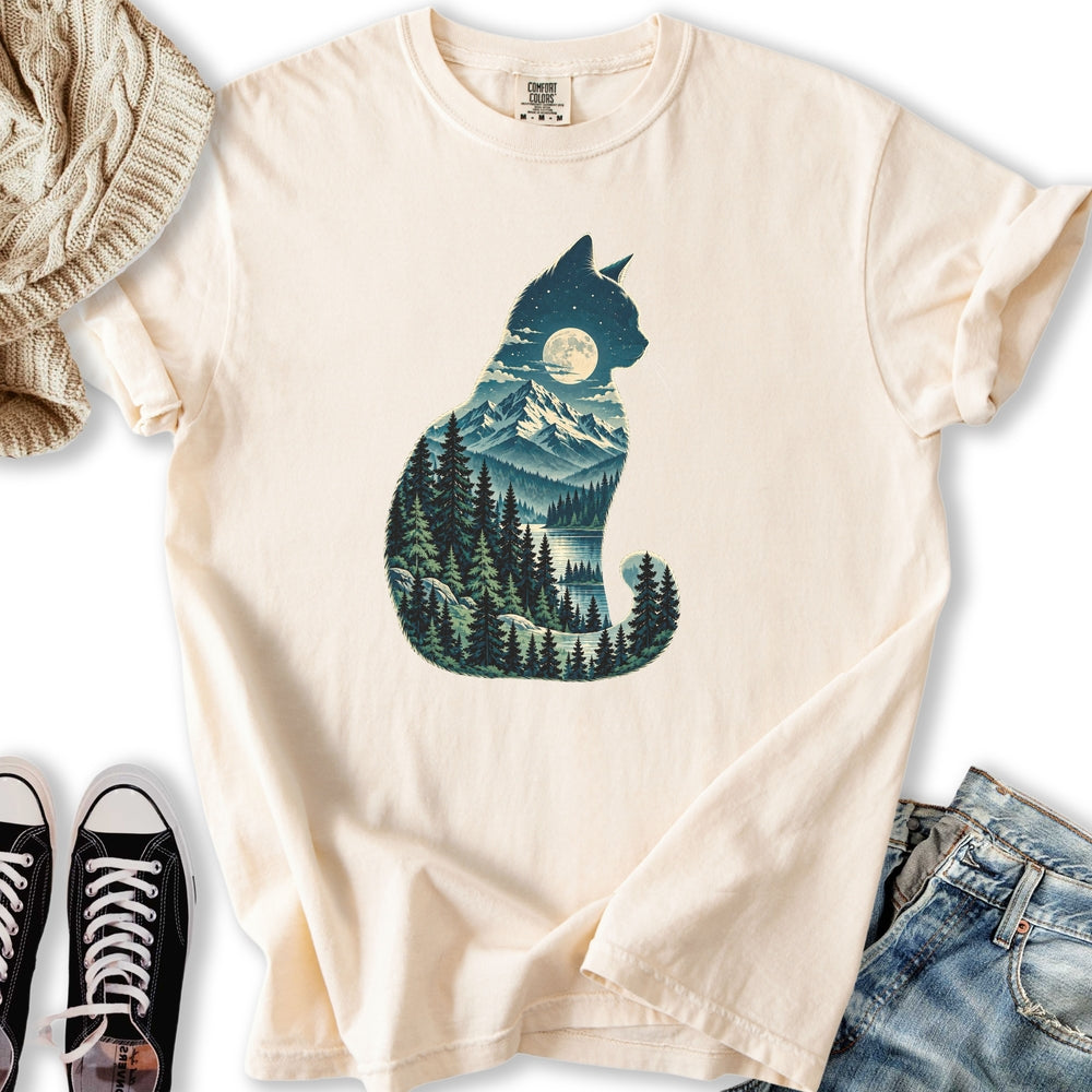 Moonlit Mountain Cat Relaxed Tee