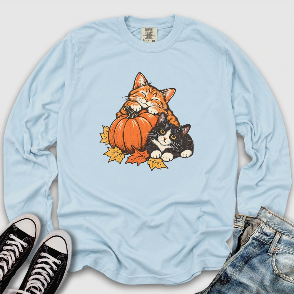 Cute Retro Fall Cats Long Sleeve Tee