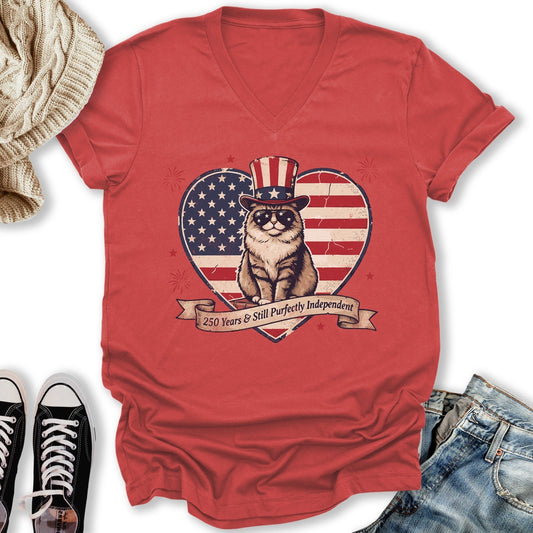 Purfectly Independent Cat V-Neck Tee