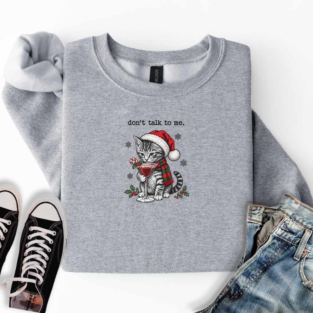 Christmas Cocktails Cat Sweatshirt