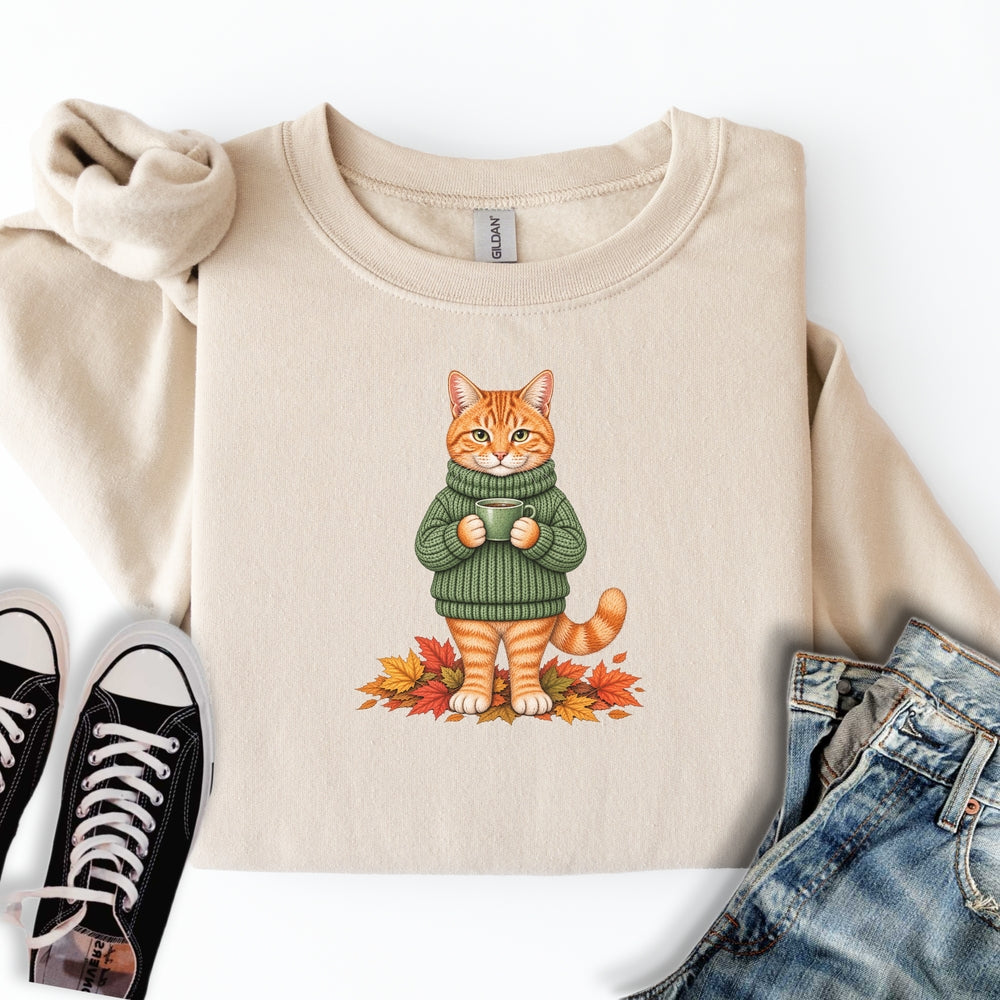 Cozy Fall Ginger Cat Sweatshirt