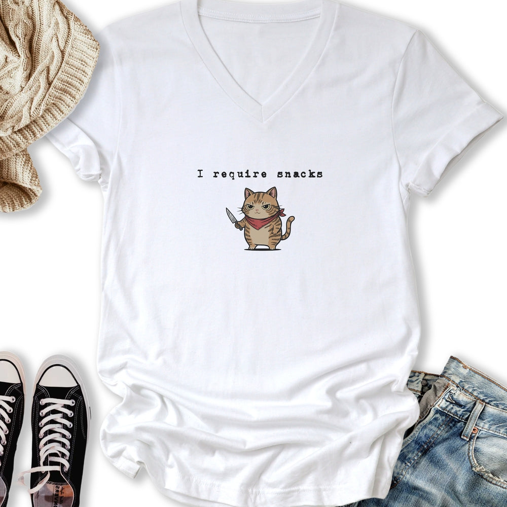 I Require Snacks V-Neck Tee