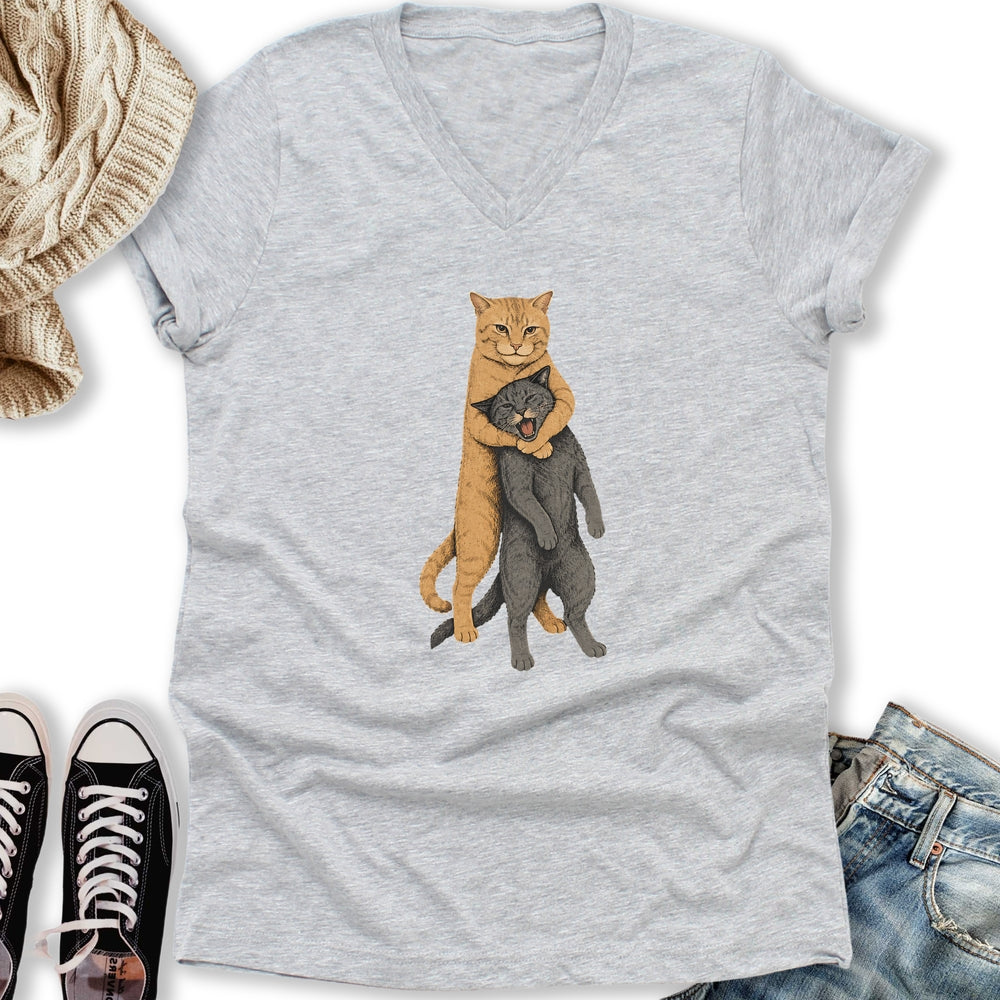 Cat Headlock V-Neck Tee