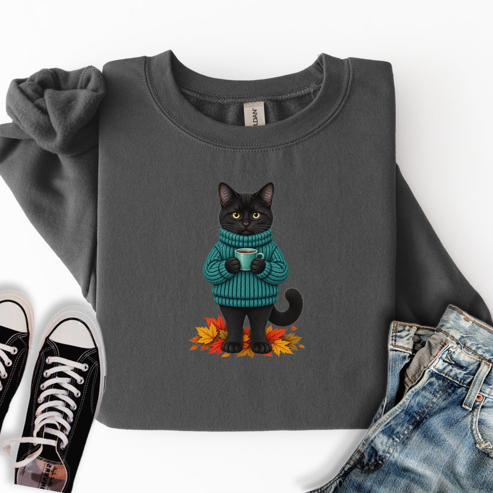 Cozy Fall Black Cat Sweatshirt