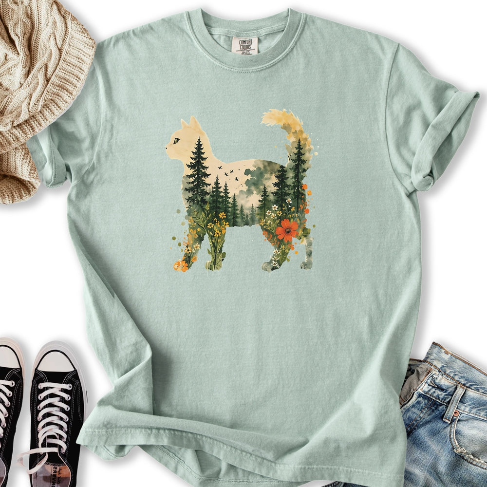 Floral Cat Sunset T-Shirt