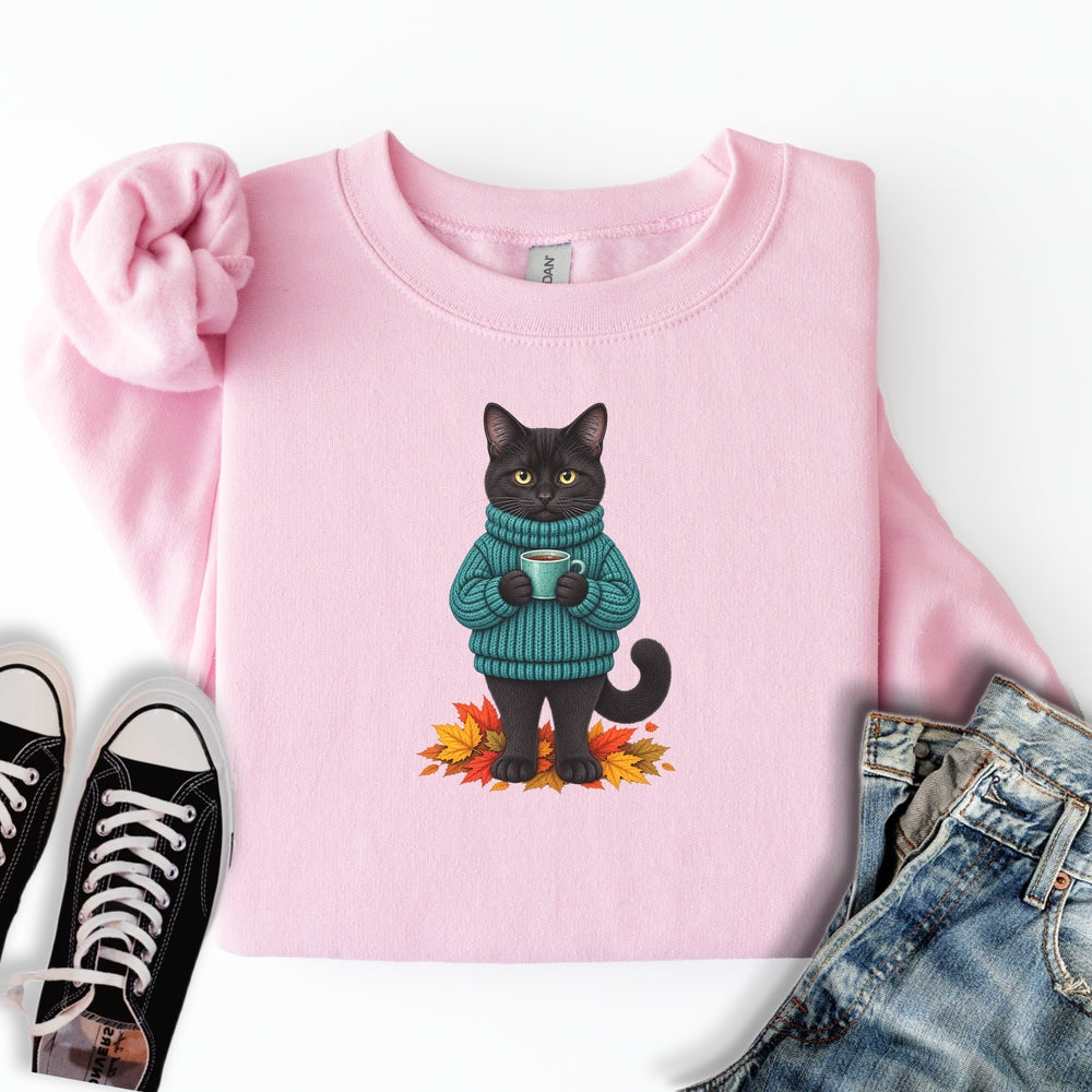 Cozy Fall Black Cat Sweatshirt