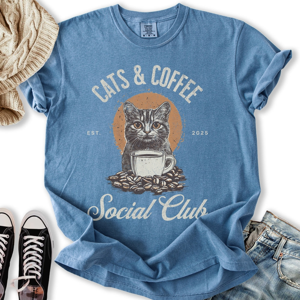 Cats & Coffee Social Club Relaxed Tee