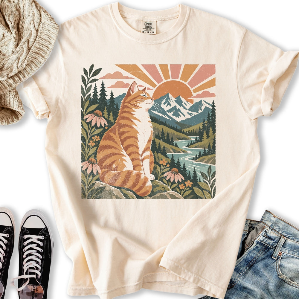 Orange Cat Sunset Relaxed Tee