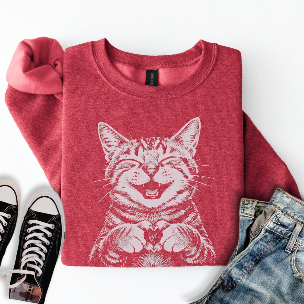 Cat Love Heart Sweatshirt
