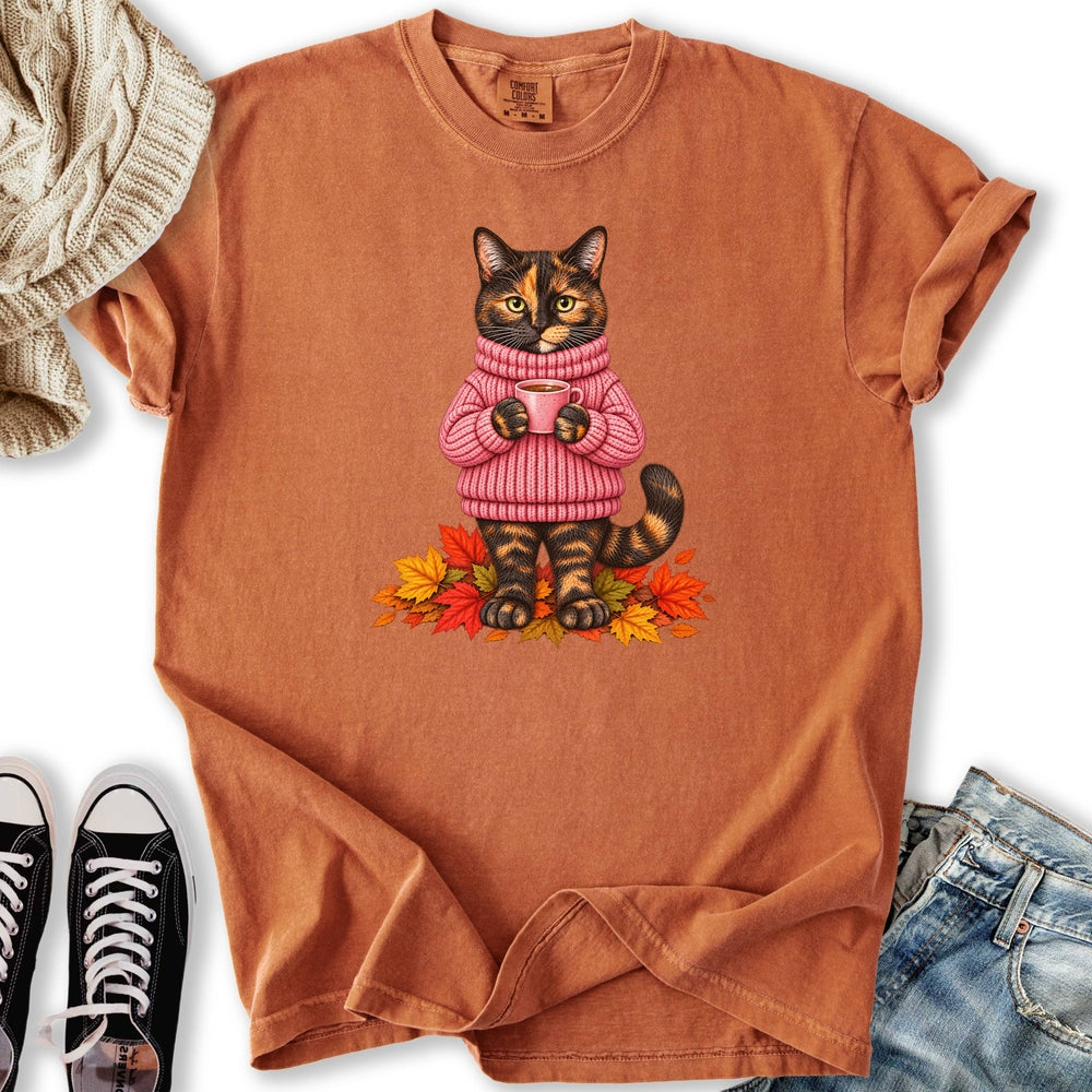 Cozy Fall Tortie Cat Relaxed Tee