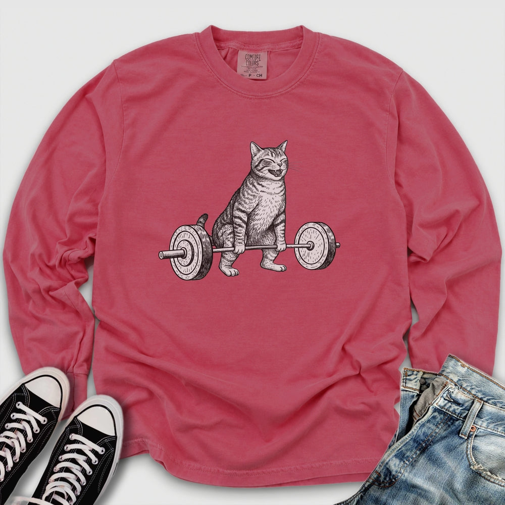 Deadlift Cat Long Sleeve Tee
