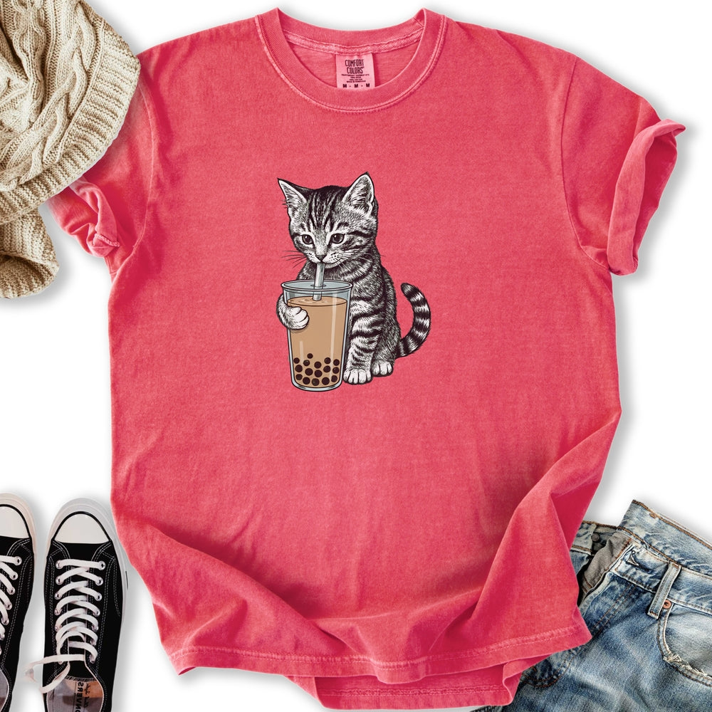 Kitten with Boba Tea T-Shirt