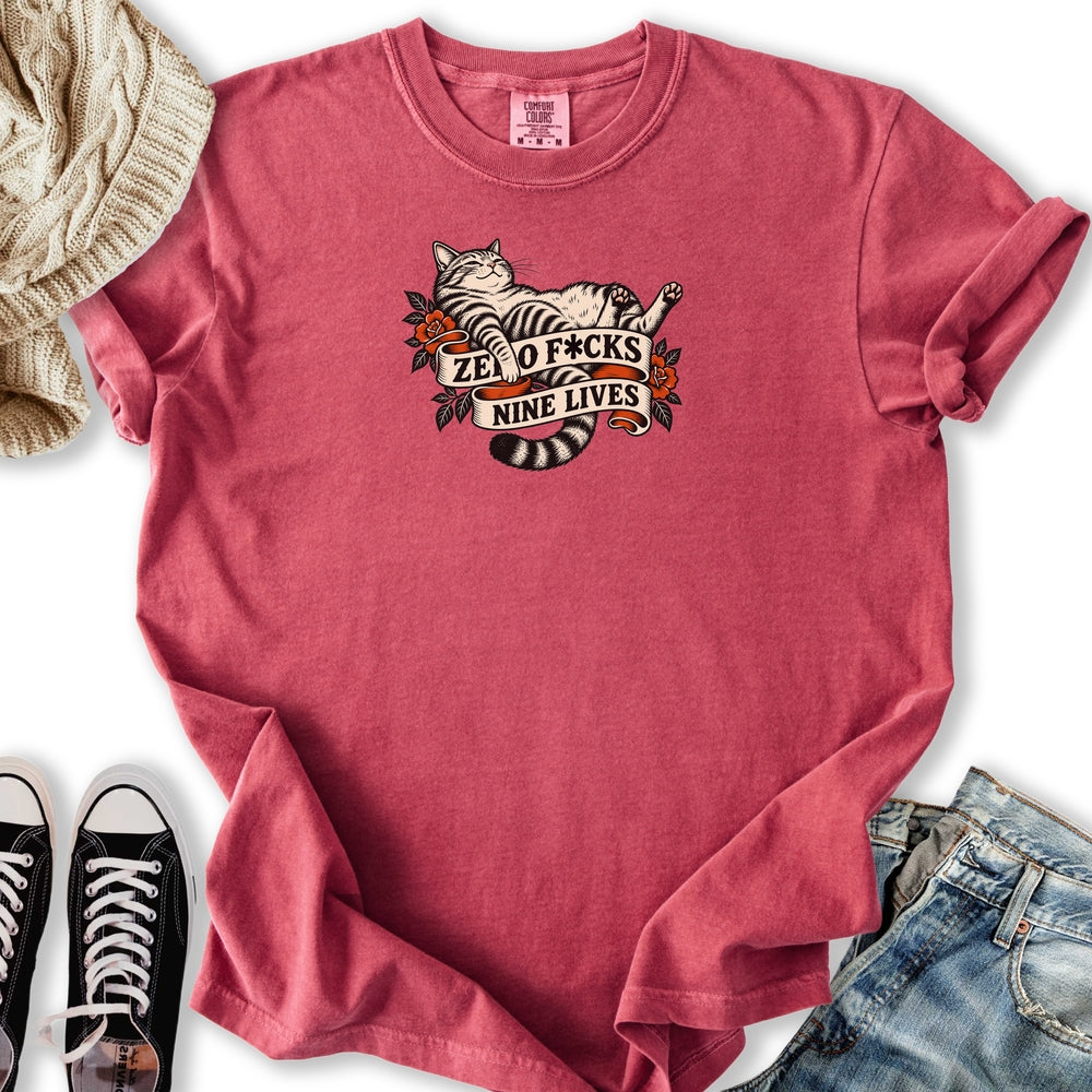 Nine Lives Cat Tattoo Relaxed Tee
