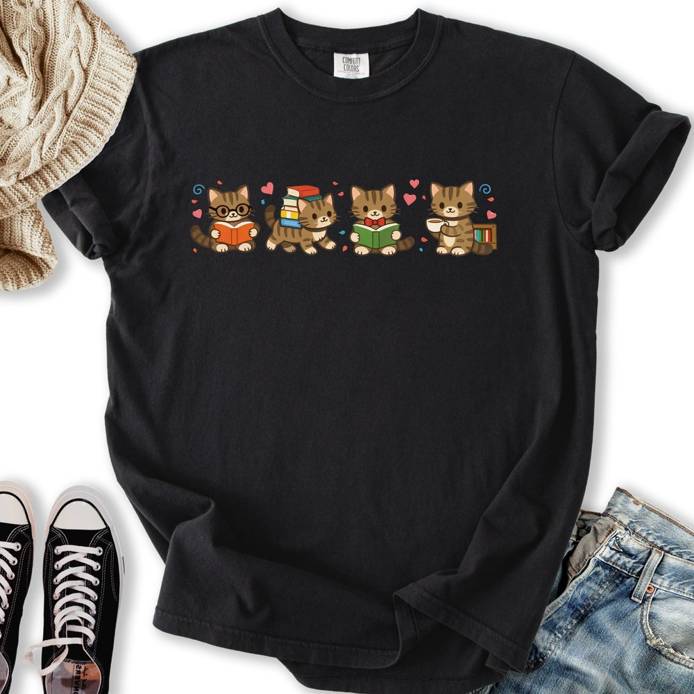 Cute Bookworm Cats T-Shirt