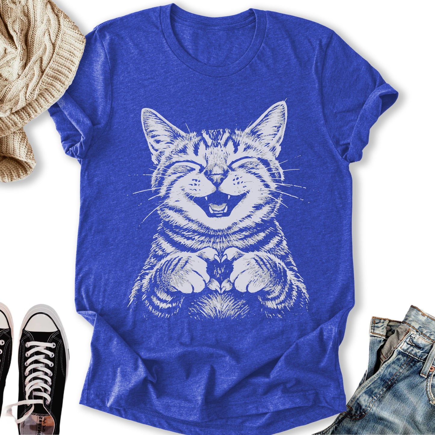 Cat Love Heart T-Shirt