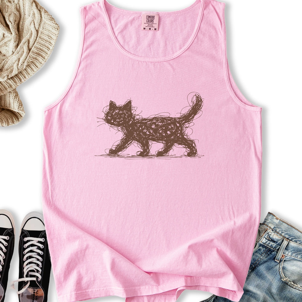 Scribbled Cat Tank Top
