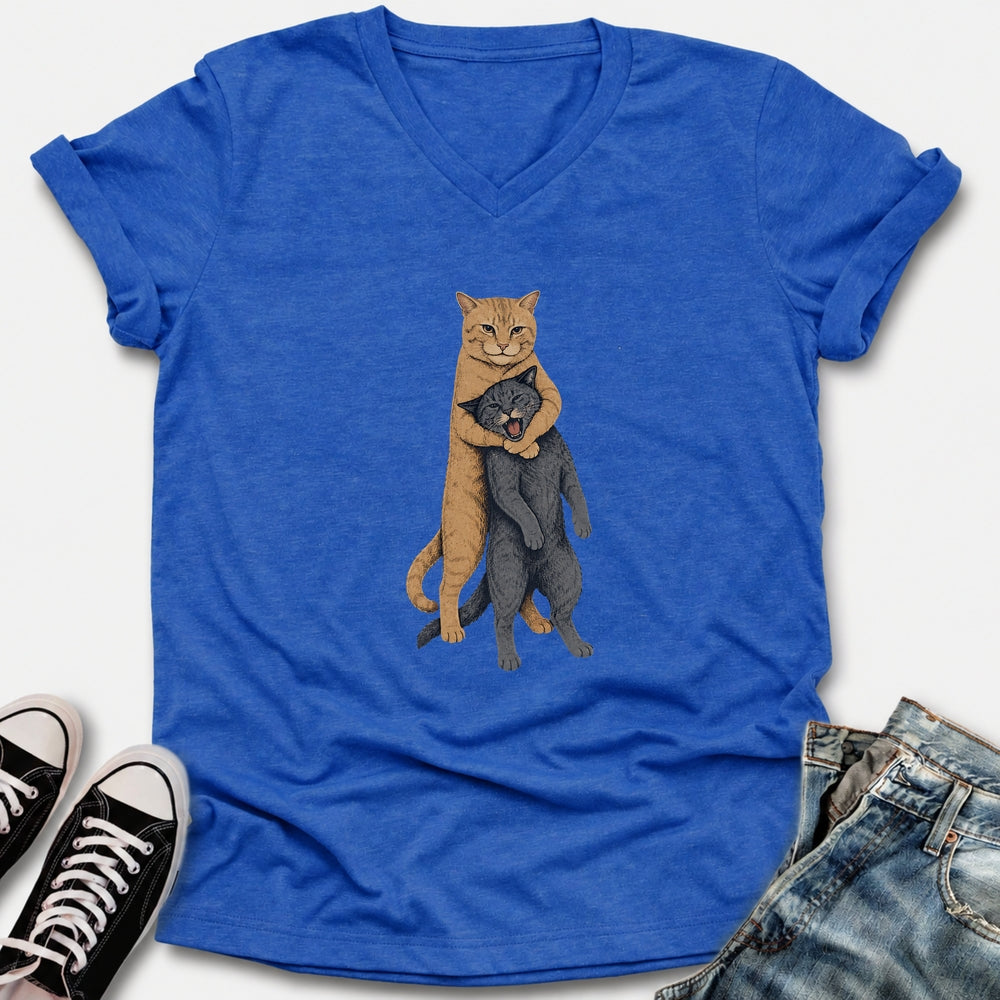 Cat Headlock V-Neck Tee