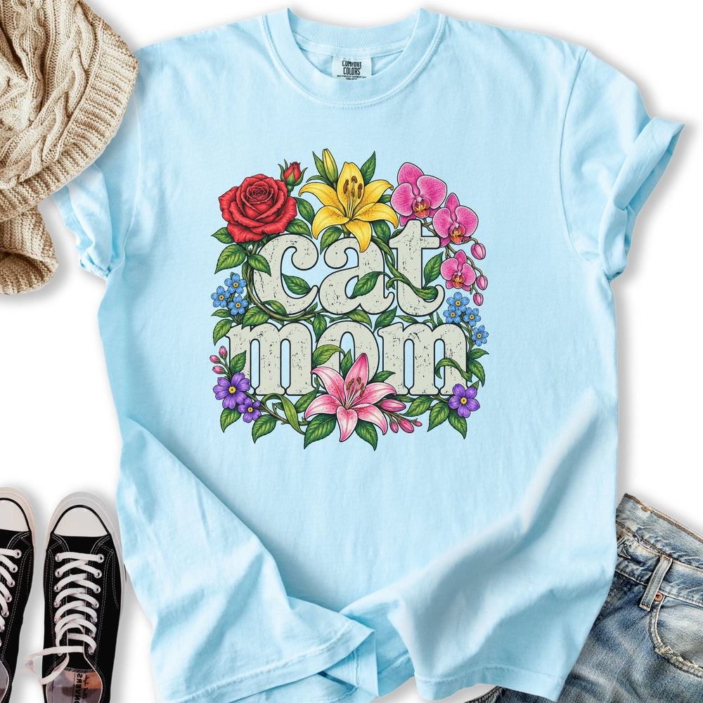 Floral Cat Mom Relaxed Tee