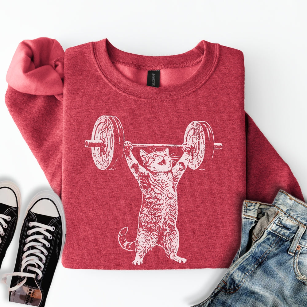 Weight Lifter Cat Sweatshirt