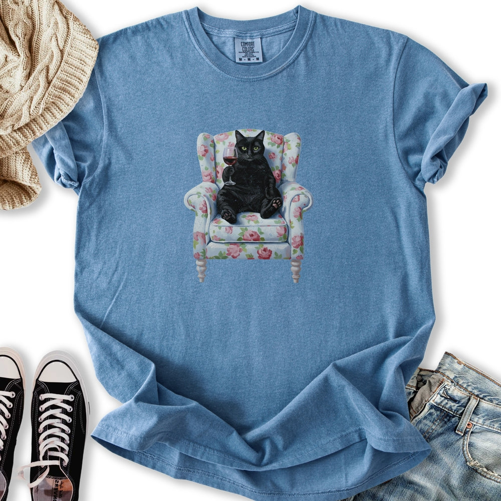 Black Cat Chair T-Shirt