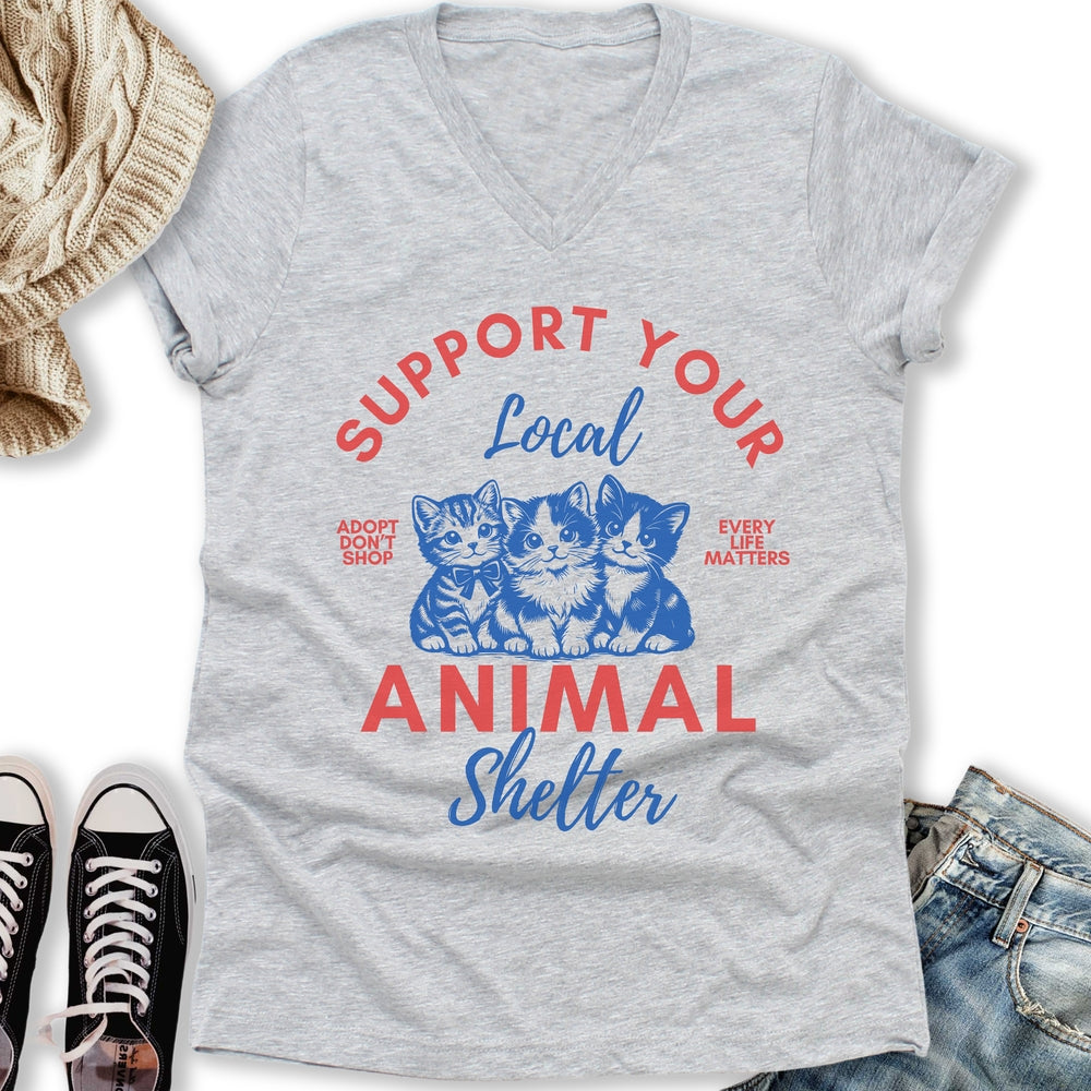 Animal Shelter Support V-Neck Tee