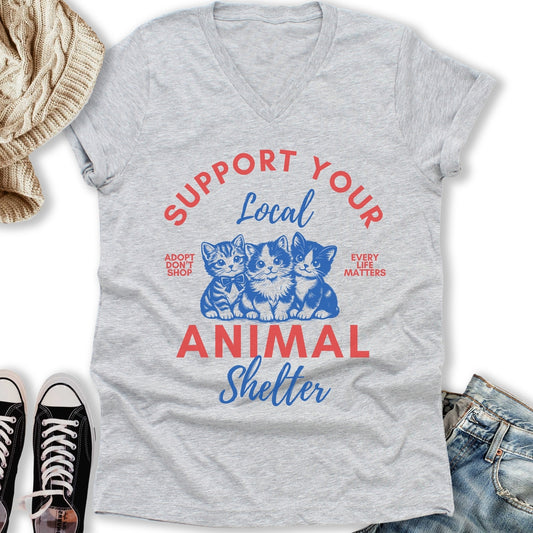 Animal Shelter Support V-Neck Tee