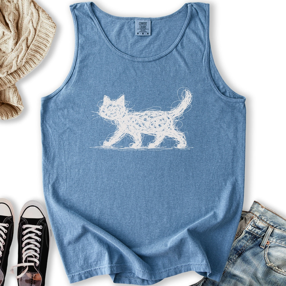 Scribbled Cat Tank Top