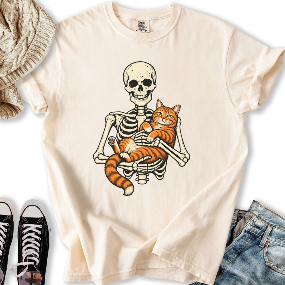Skeleton Orange Cat Relaxed Tee