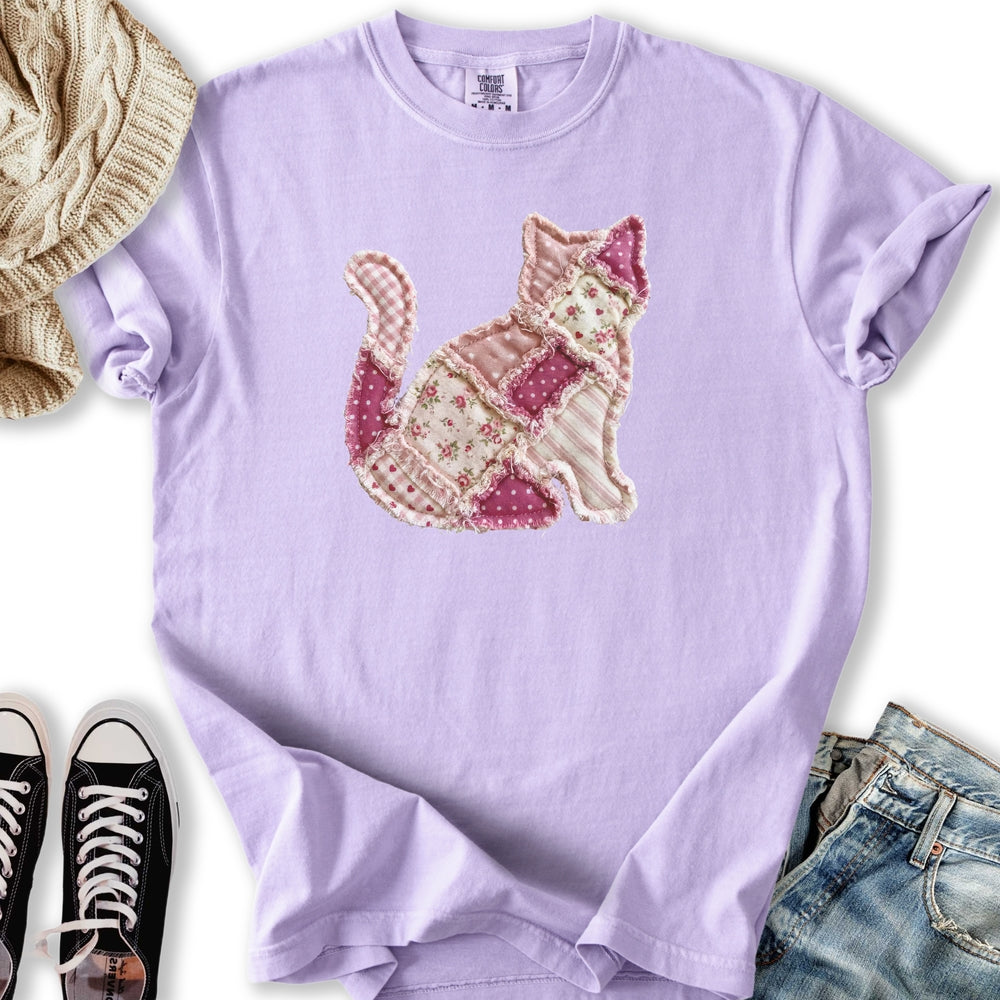 Faux Patchwork Cat T-Shirt