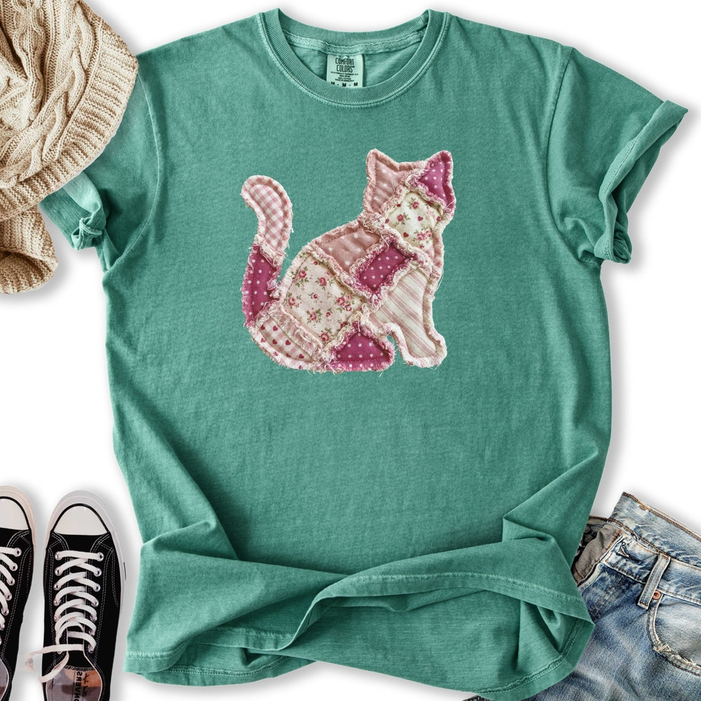 Faux Patchwork Cat T-Shirt