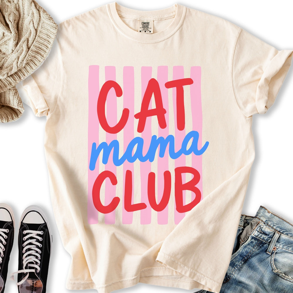 Stripe Cat Mama Club T-Shirt