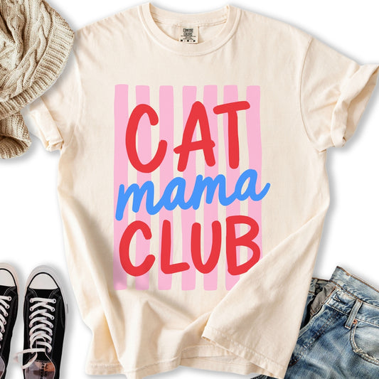 Stripe Cat Mama Club T-Shirt
