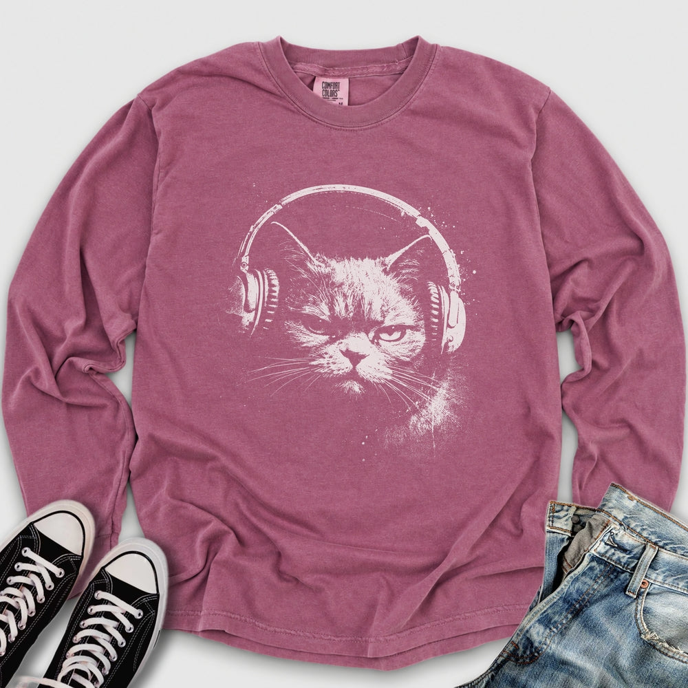 Headphones Cat Long Sleeve Tee