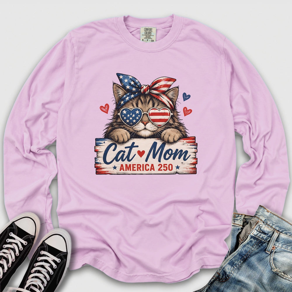 Cat Mom America Long Sleeve Tee
