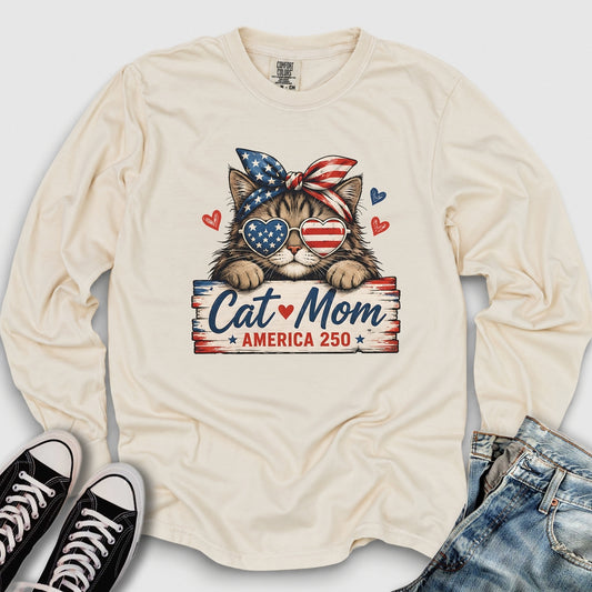 Cat Mom America Long Sleeve Tee