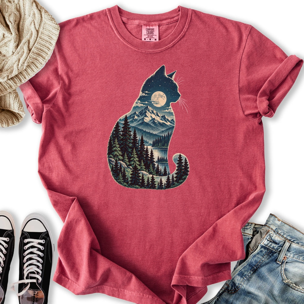 Moonlit Mountain Cat Relaxed Tee