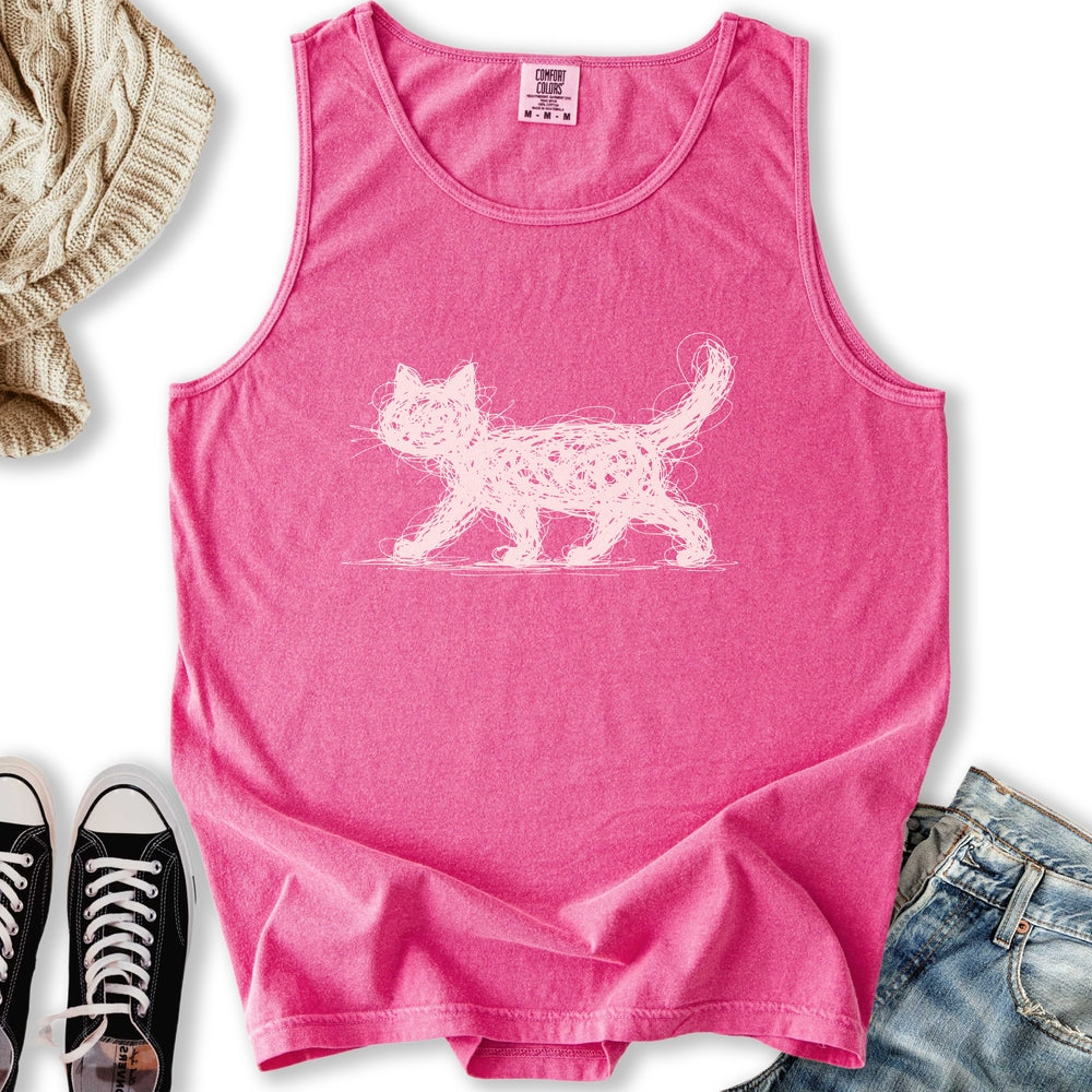 Scribbled Cat Tank Top